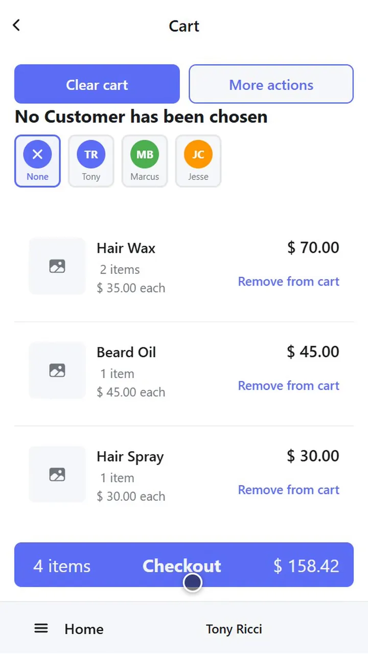 The cart on an Android phone