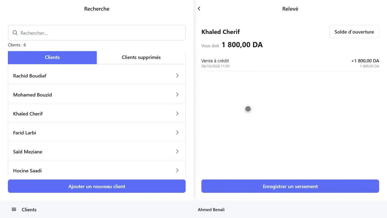 Relevé de compte d'un client professionnel